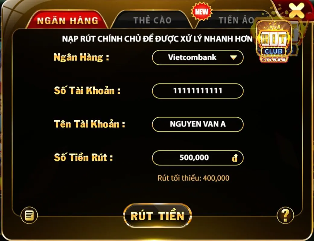 Quy trình rút tiền tại Hitclub